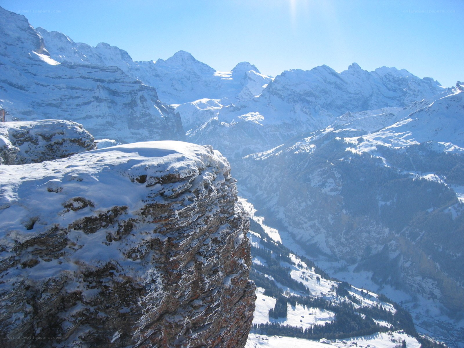 snowy mountain peaks view