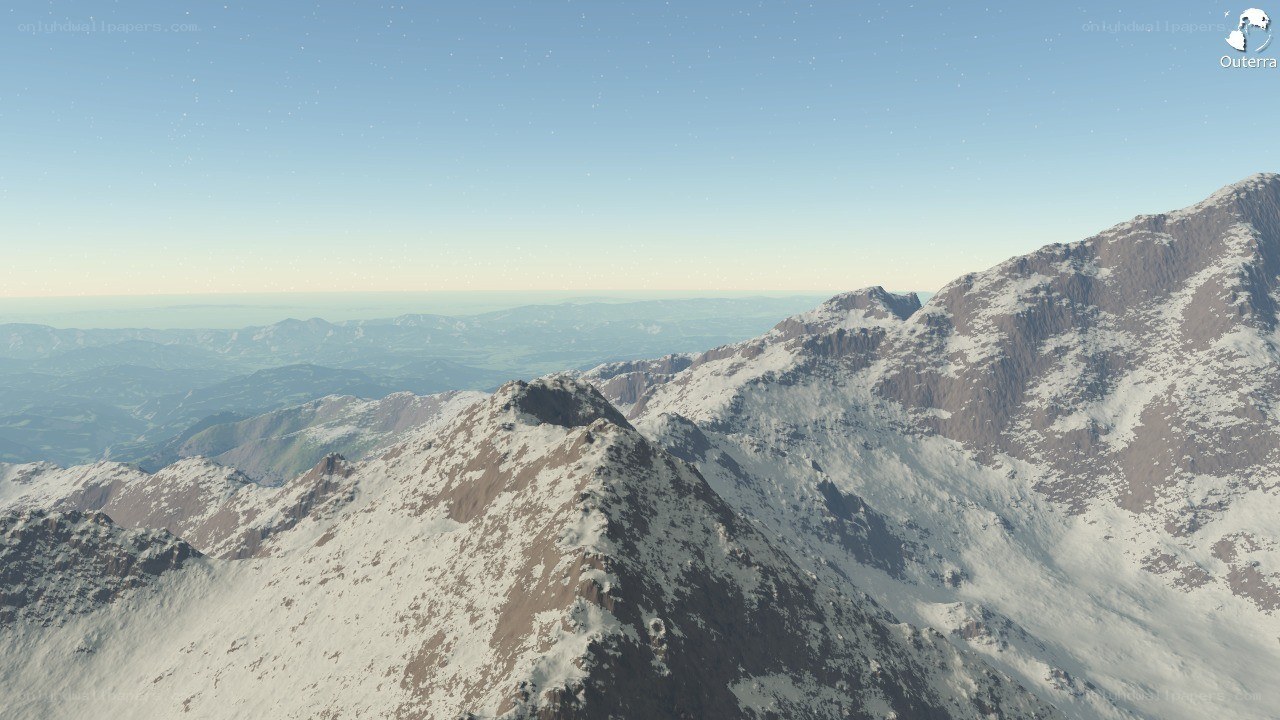 snowy mountain peaks view
