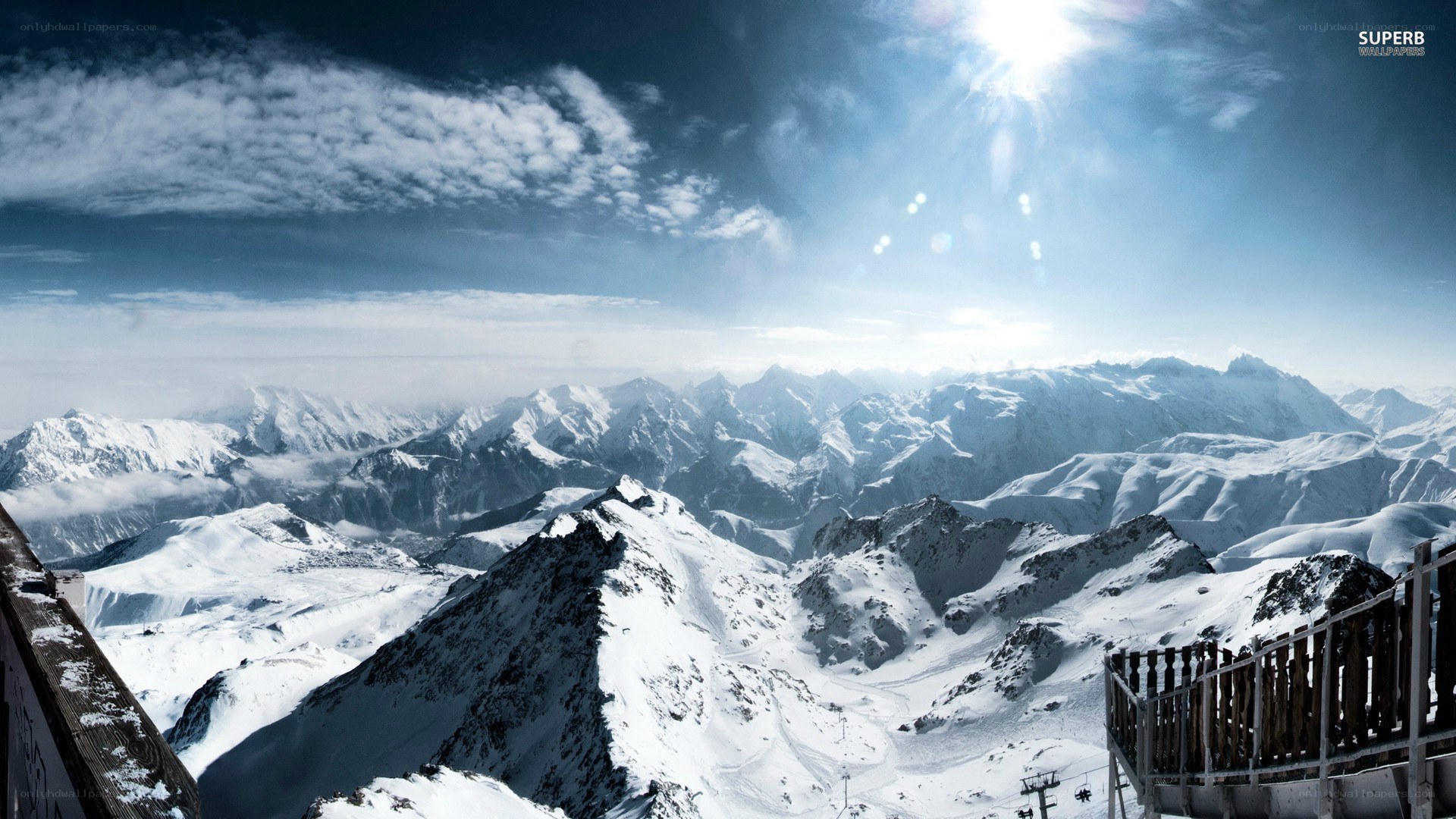 snowy mountain peaks view