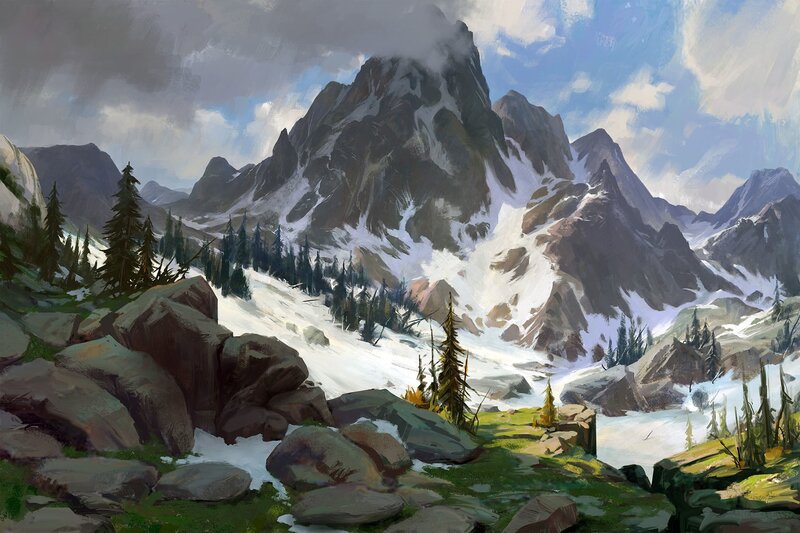 Snowy Mountain Range — Blue