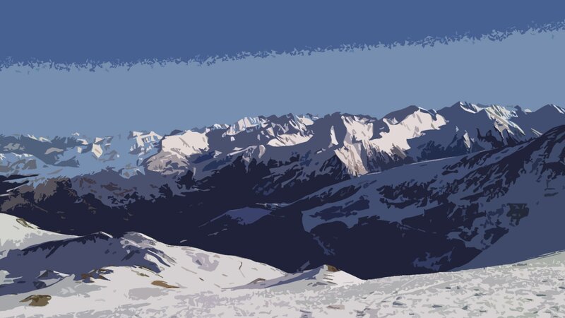 snowy mountain range landscape