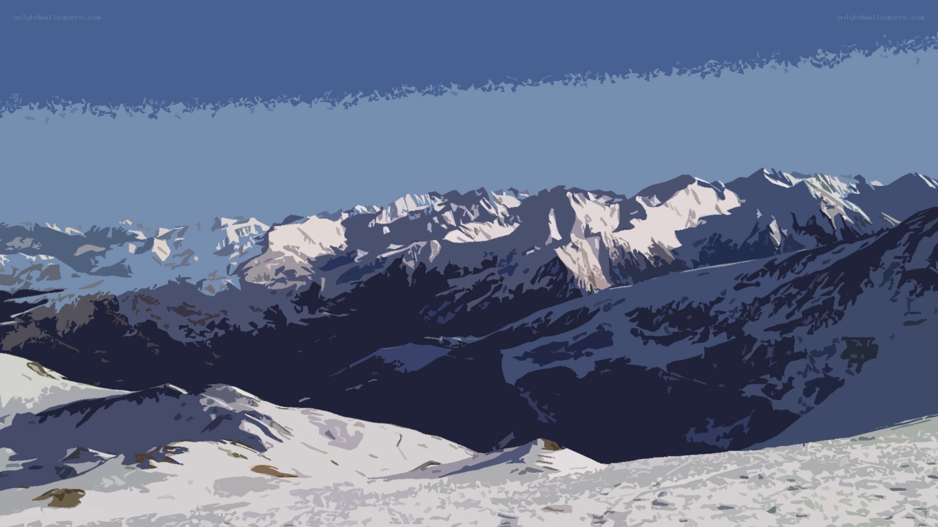 snowy mountain range landscape