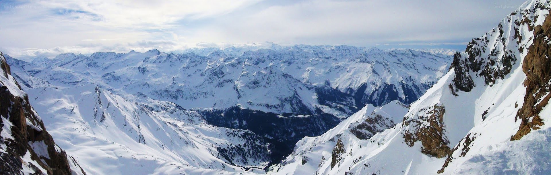 snowy mountain range panorama