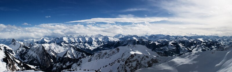 snowy mountain range panorama