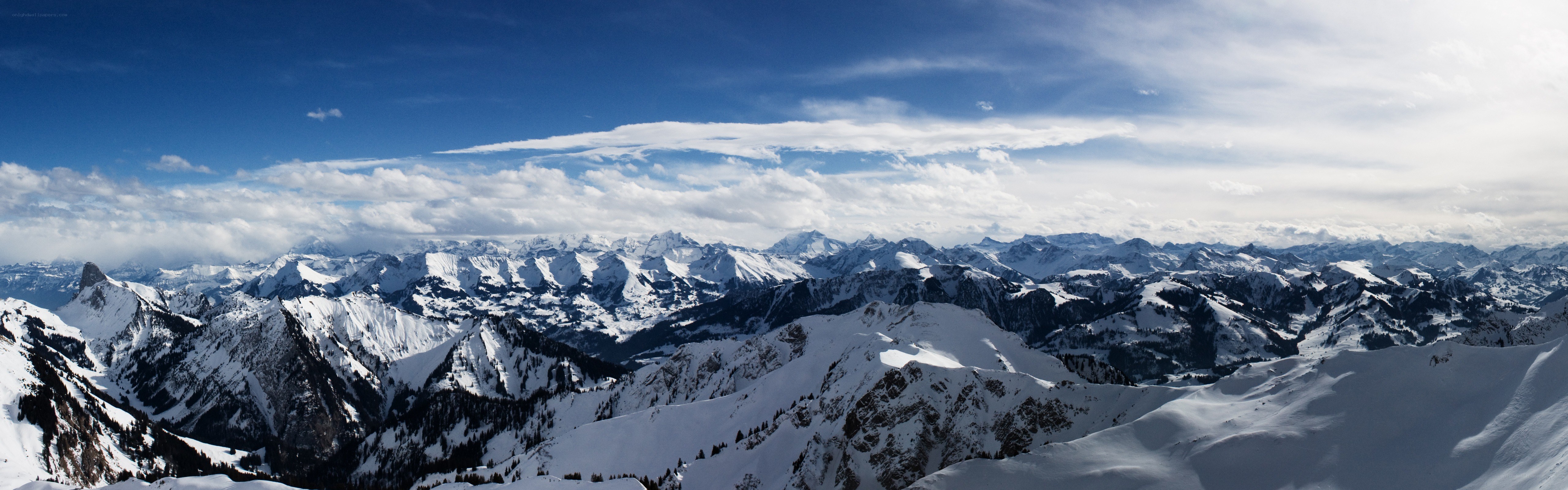 snowy mountain range panorama