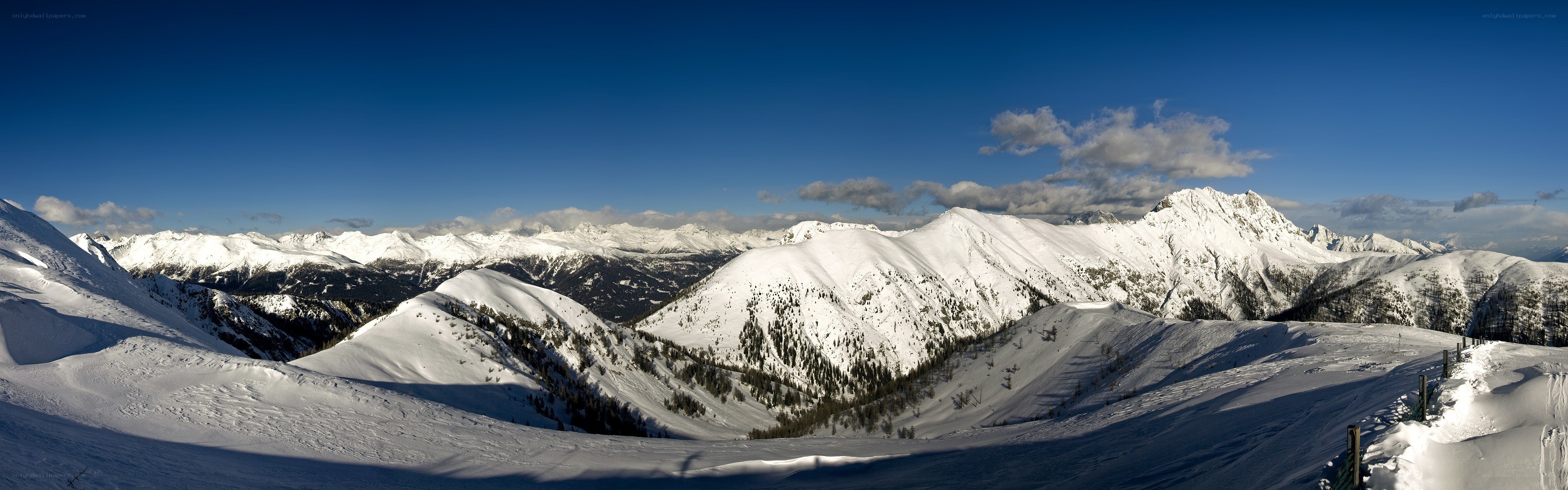 Snowy mountain range panorama