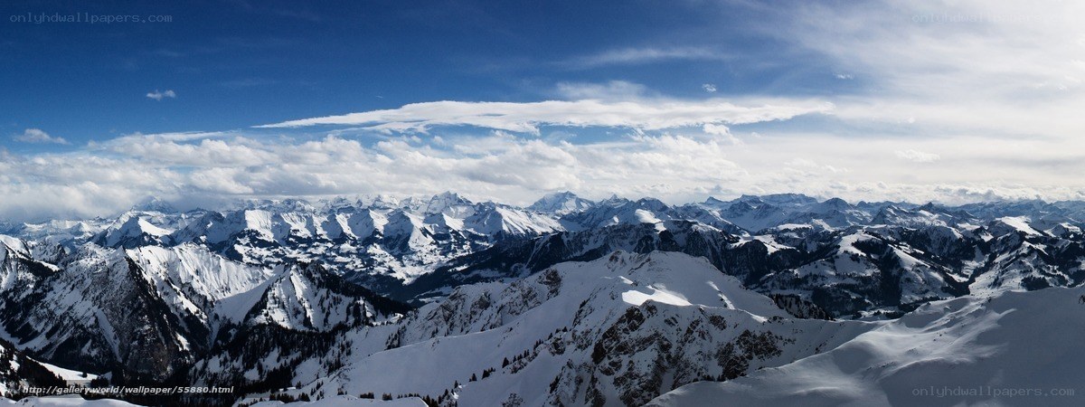 Snowy mountain range panorama