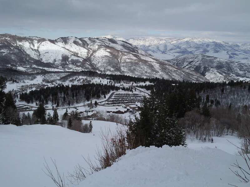 snowy mountain resort view
