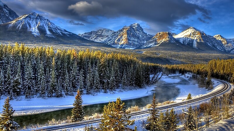 Snowy Mountain River — Blue, Dramatic