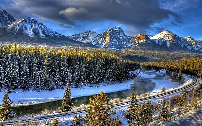Snowy Mountain River — Blue, Dramatic, Winter, Photograph