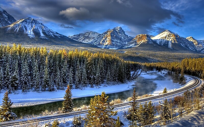 Snowy Mountain River — Blue, Dramatic, Winter