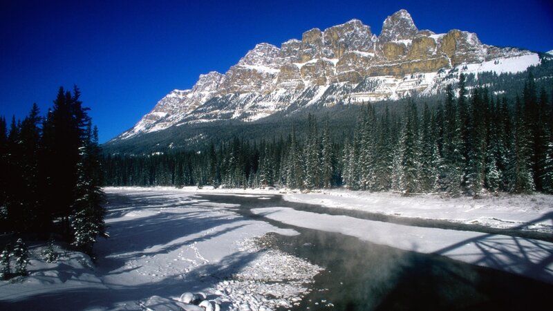snowy mountain river landscape