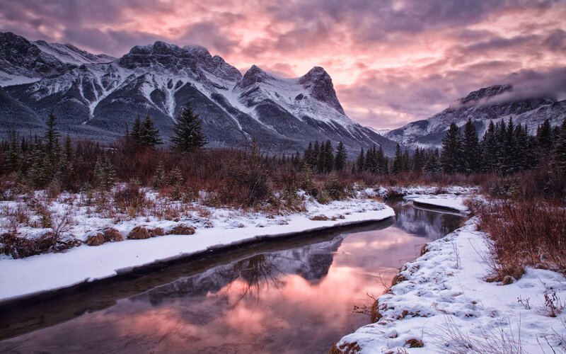 Snowy Mountain River — Pink