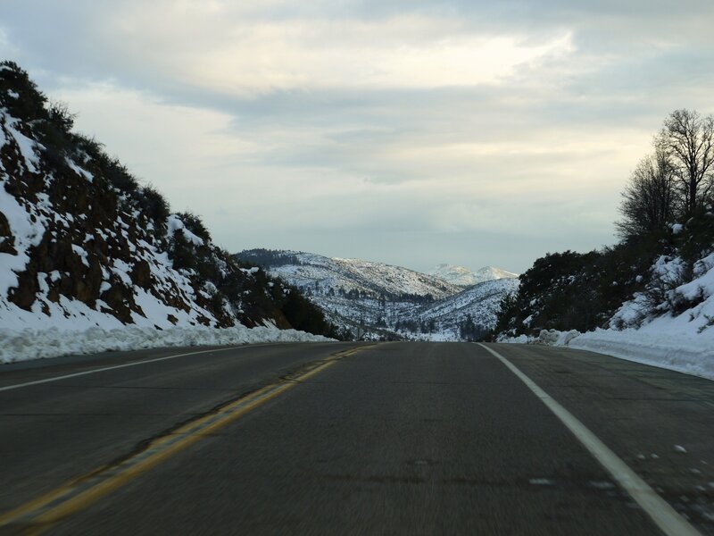 Snowy mountain road