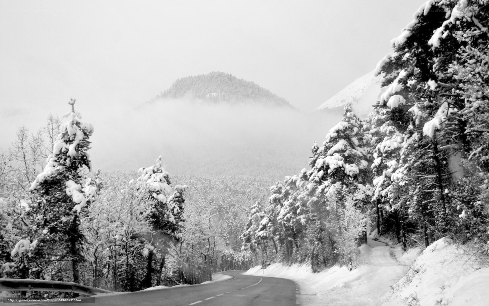 Snowy mountain road