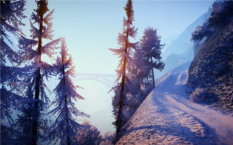 Snowy Mountain Road — Blue, Serene