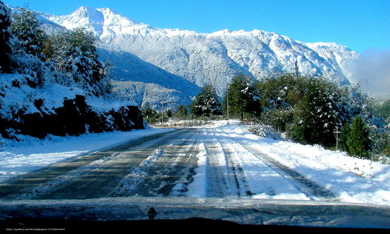 Snowy mountain road