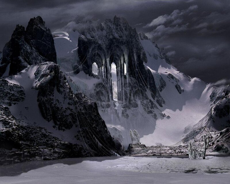 snowy mountain ruin