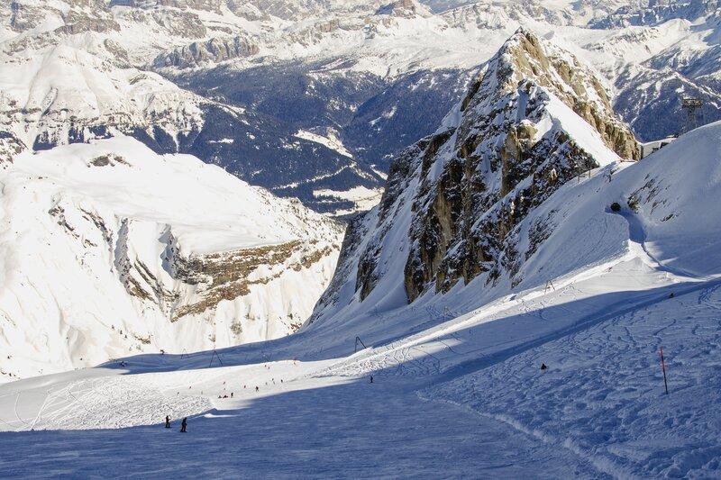 Snowy mountain ski resort