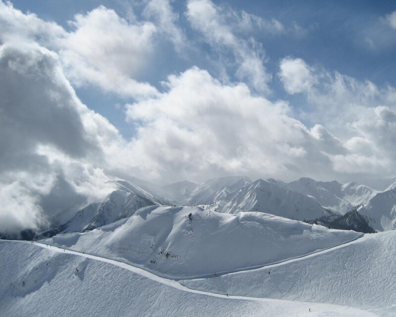 Snowy mountain ski resort