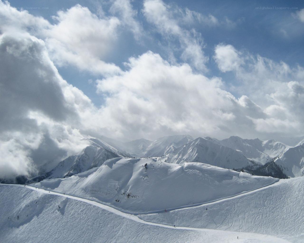 Snowy mountain ski resort