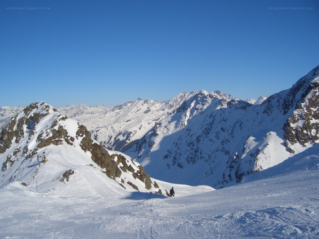 Snowy mountain ski resort