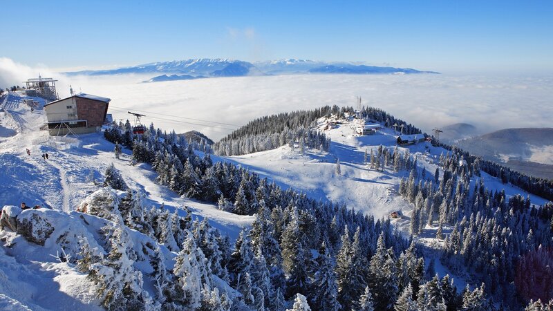 Snowy mountain ski resort