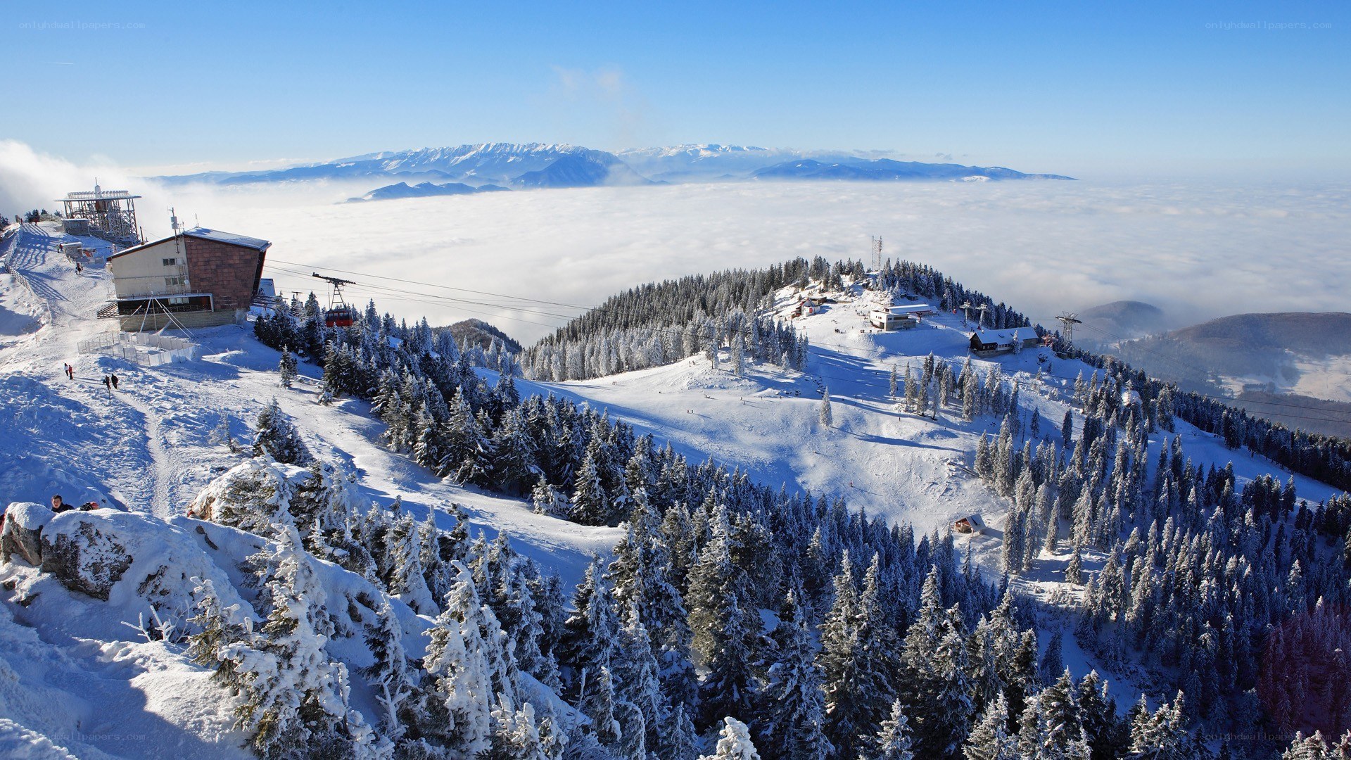 Snowy mountain ski resort