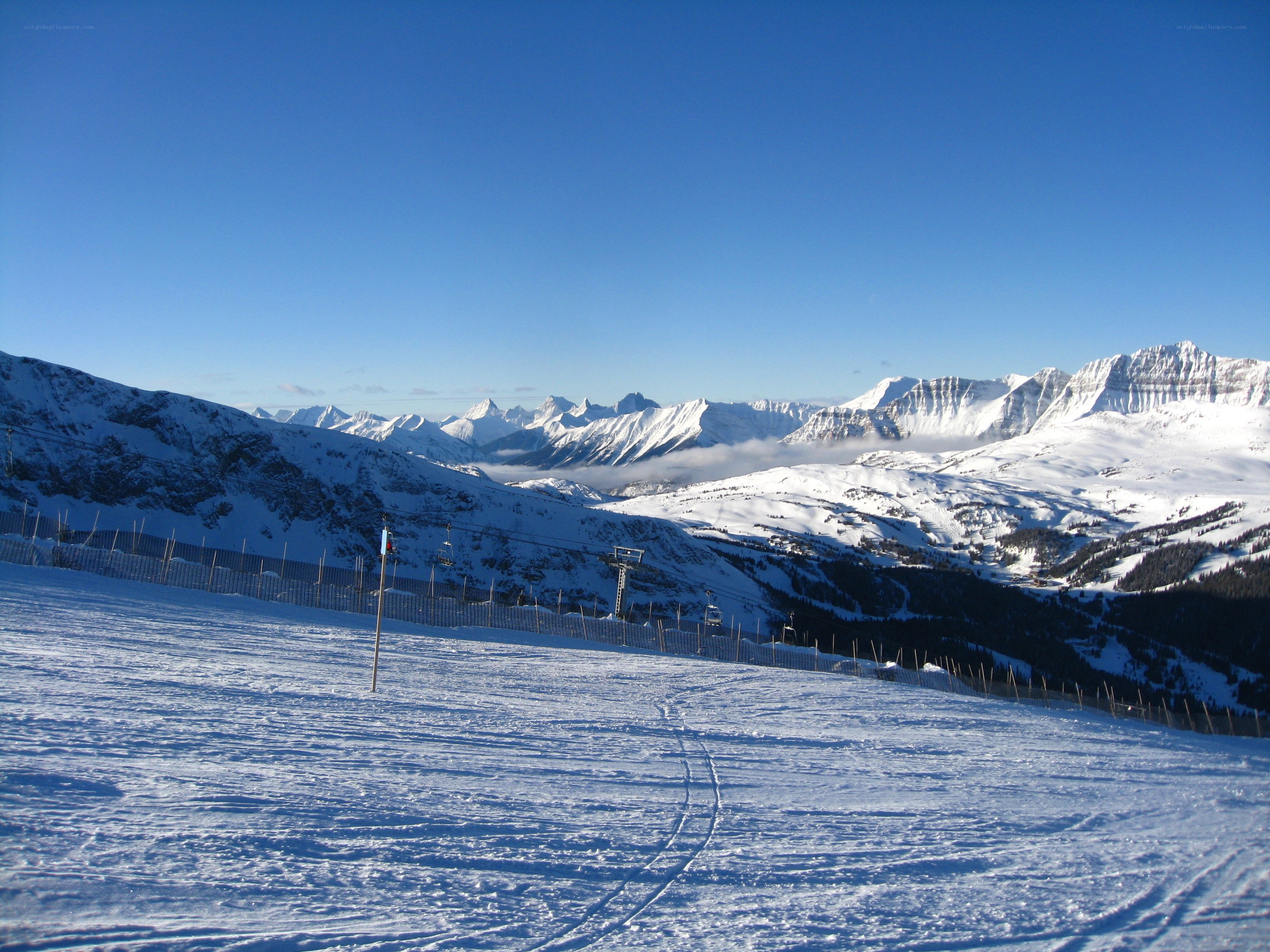 Snowy mountain ski resort