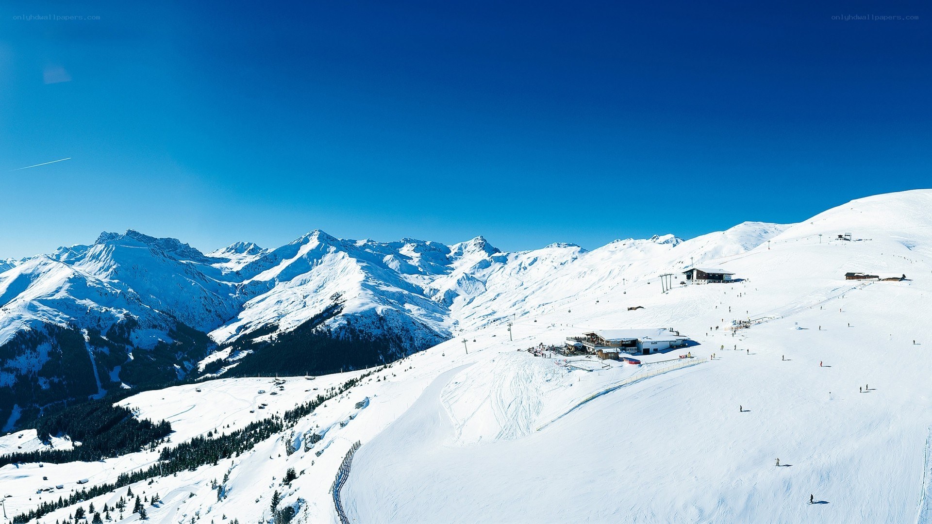 Snowy mountain ski resort