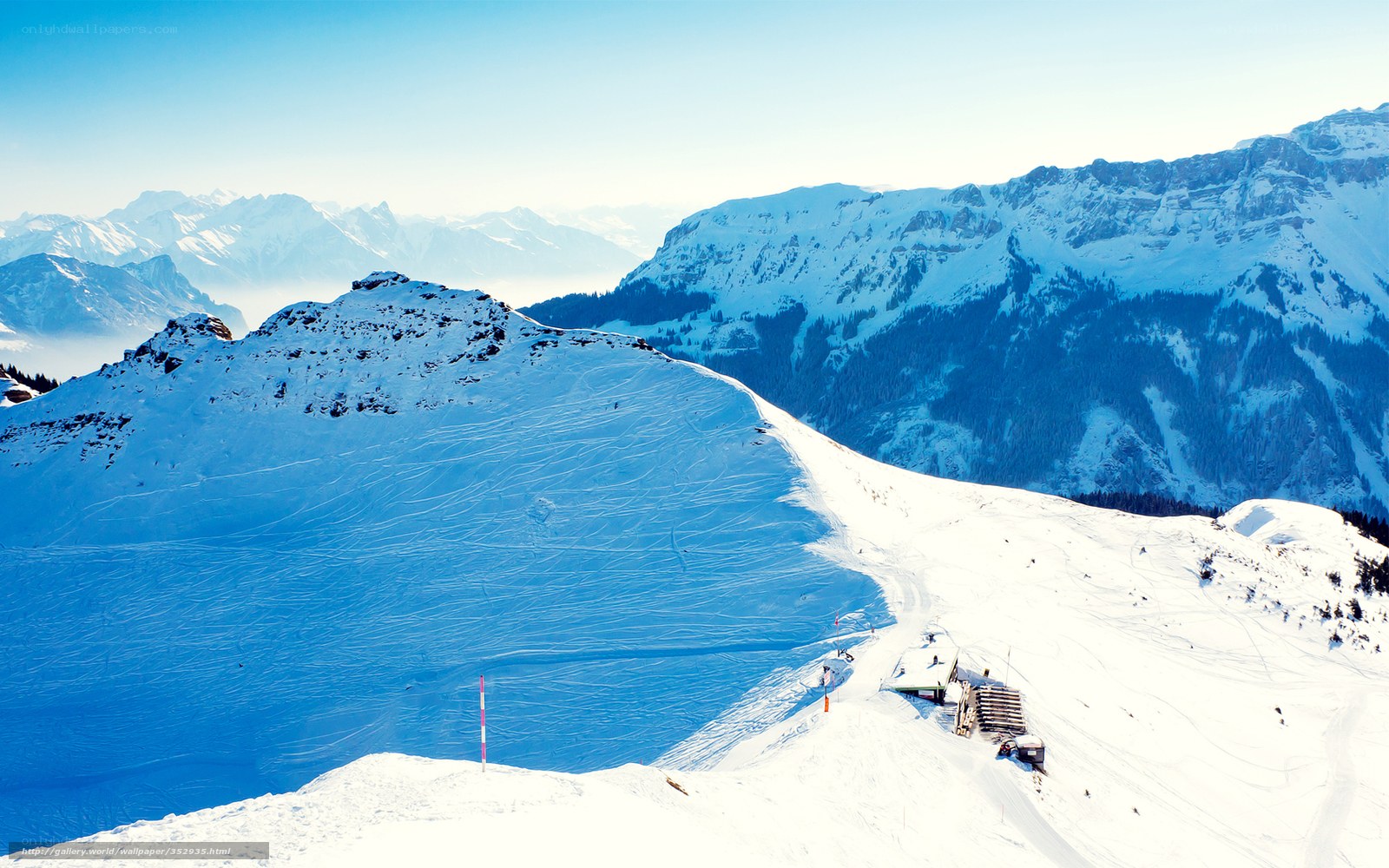 Snowy mountain ski resort
