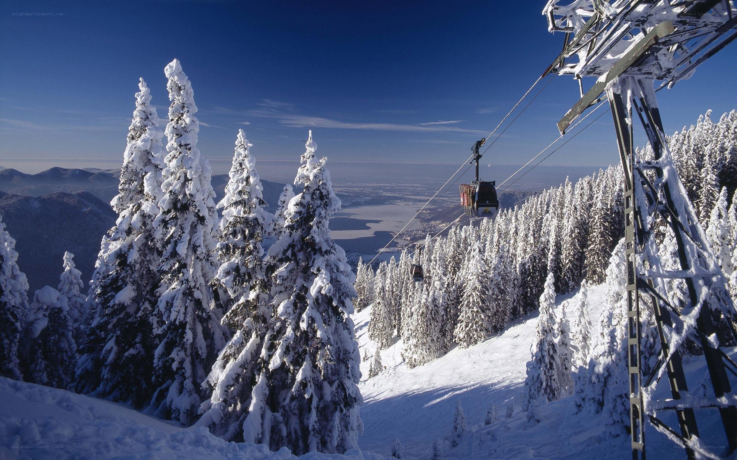 Snowy mountain ski resort