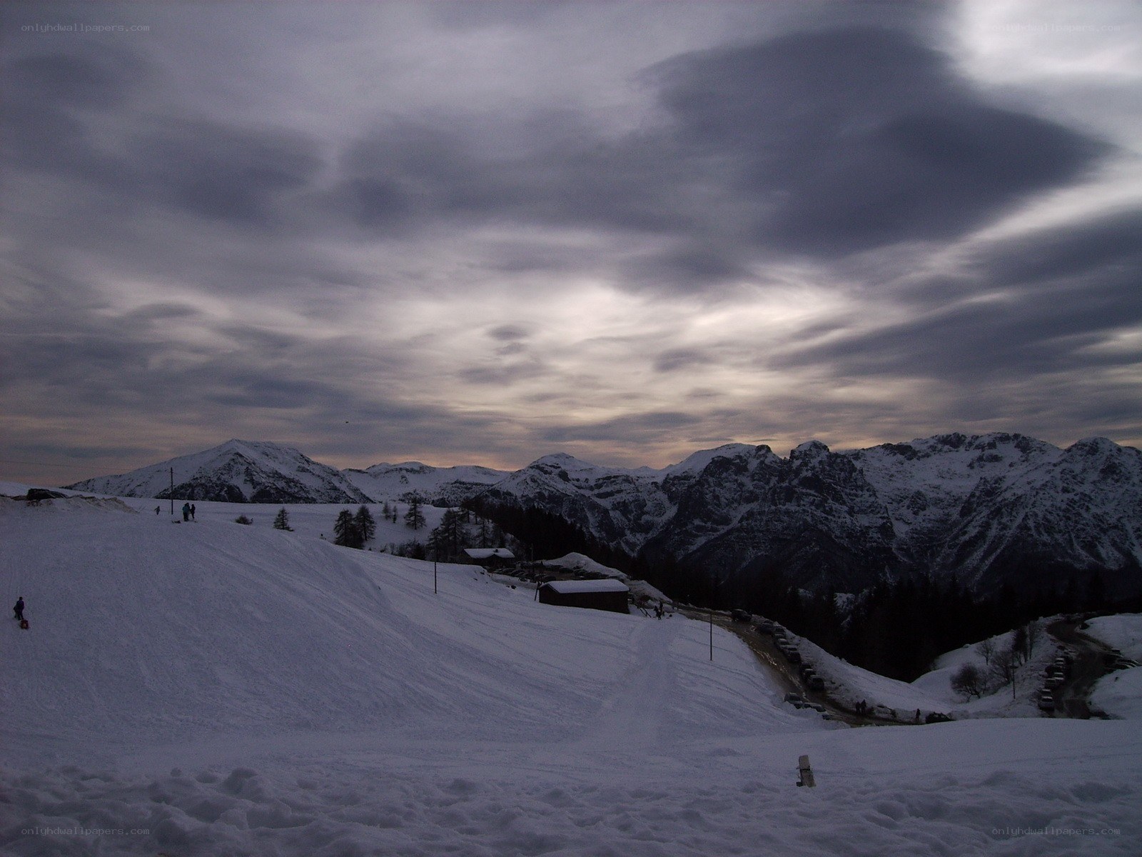 Snowy mountain ski resort