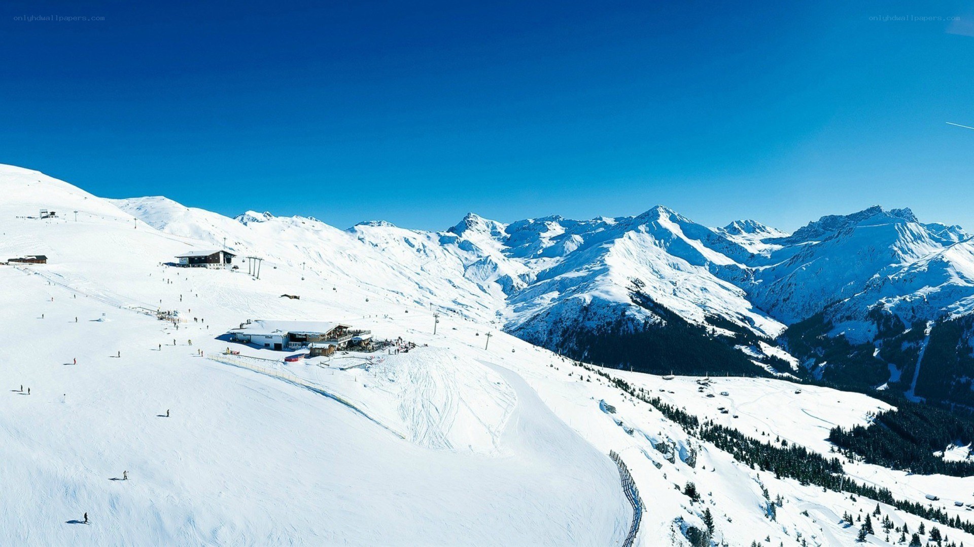 snowy mountain ski resort