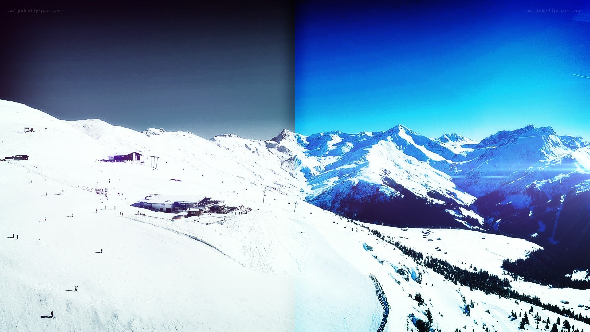 snowy mountain ski resort