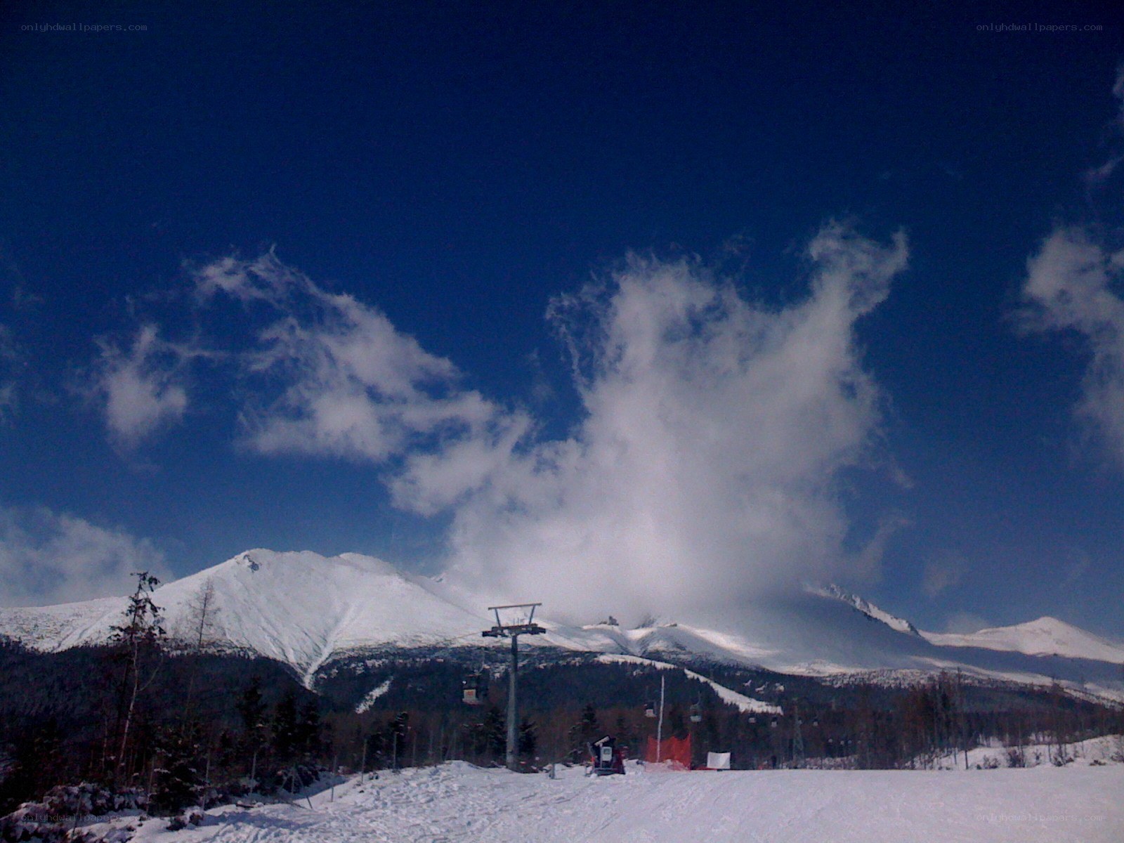 Snowy mountain ski resort