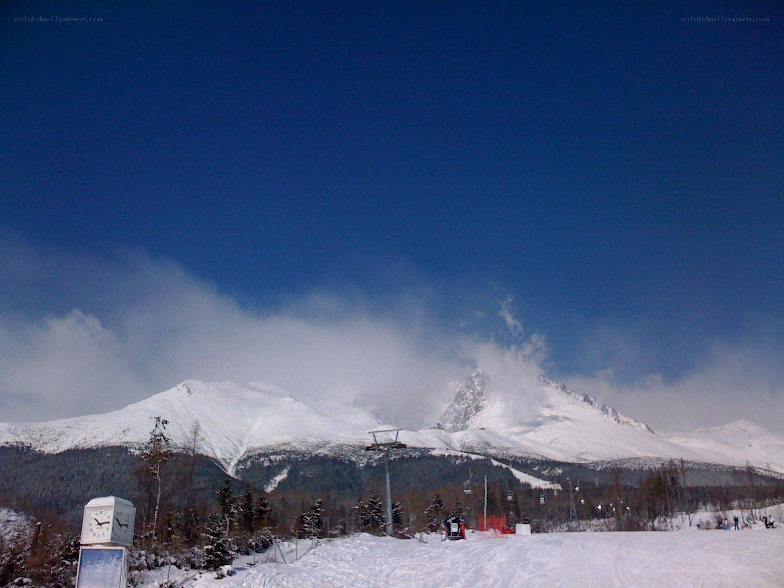 Snowy mountain ski resort