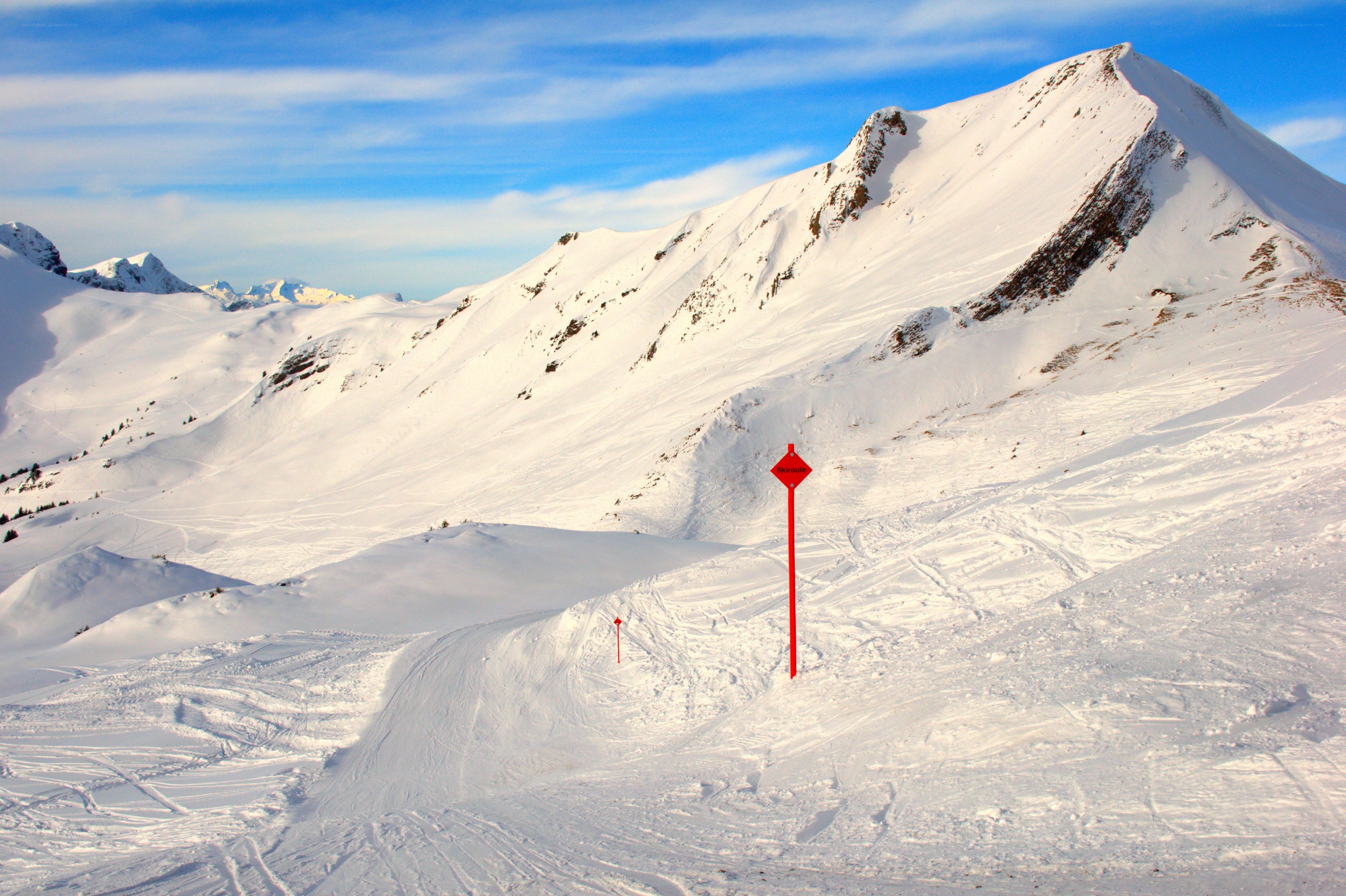 Snowy mountain ski resort