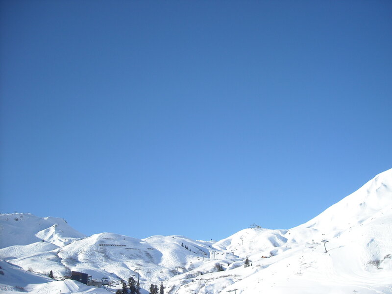 Snowy mountain ski resort