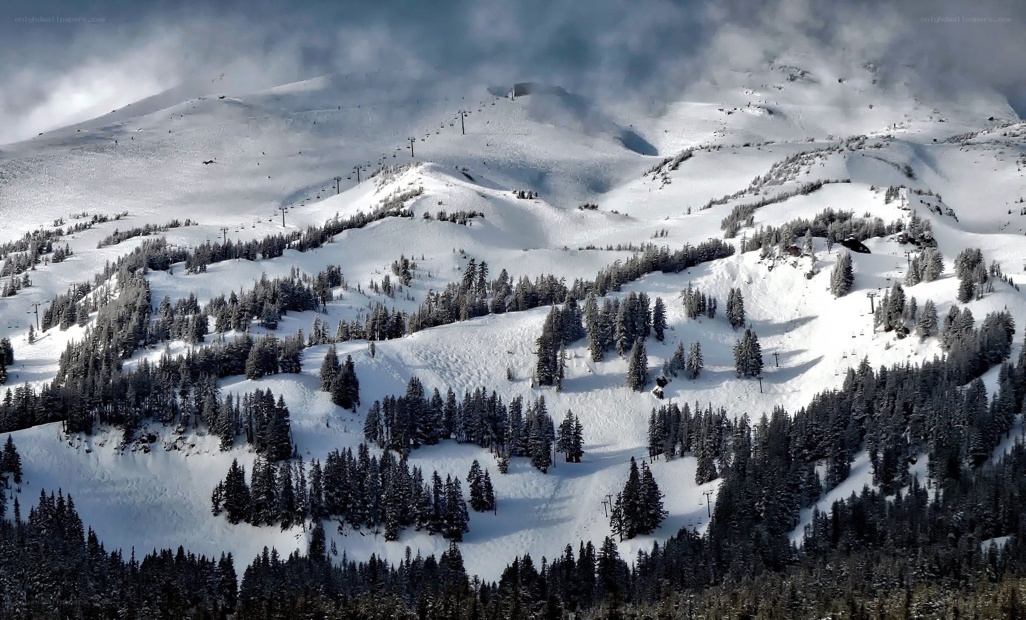 snowy mountain ski resort