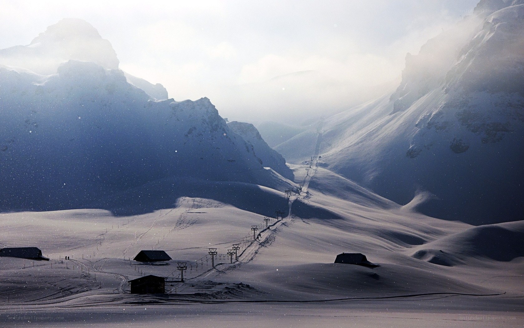 Snowy mountain ski resort