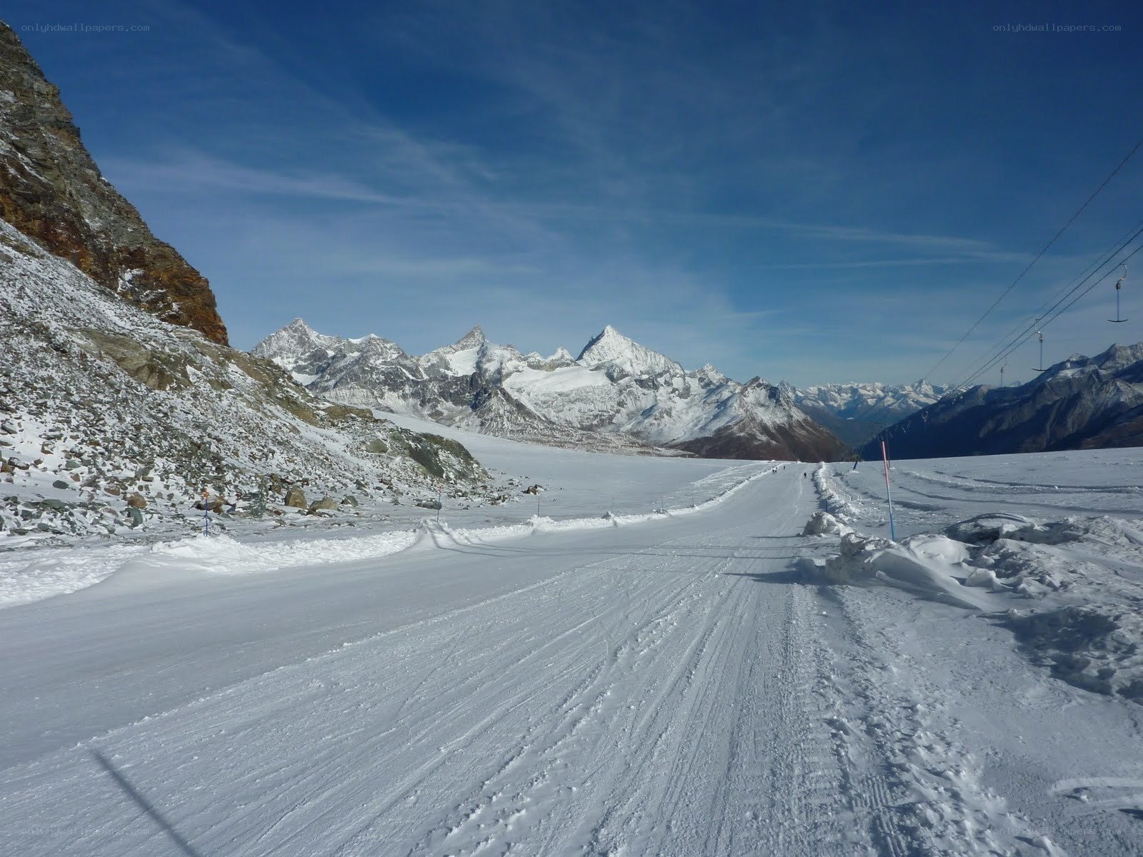 Snowy mountain ski slope