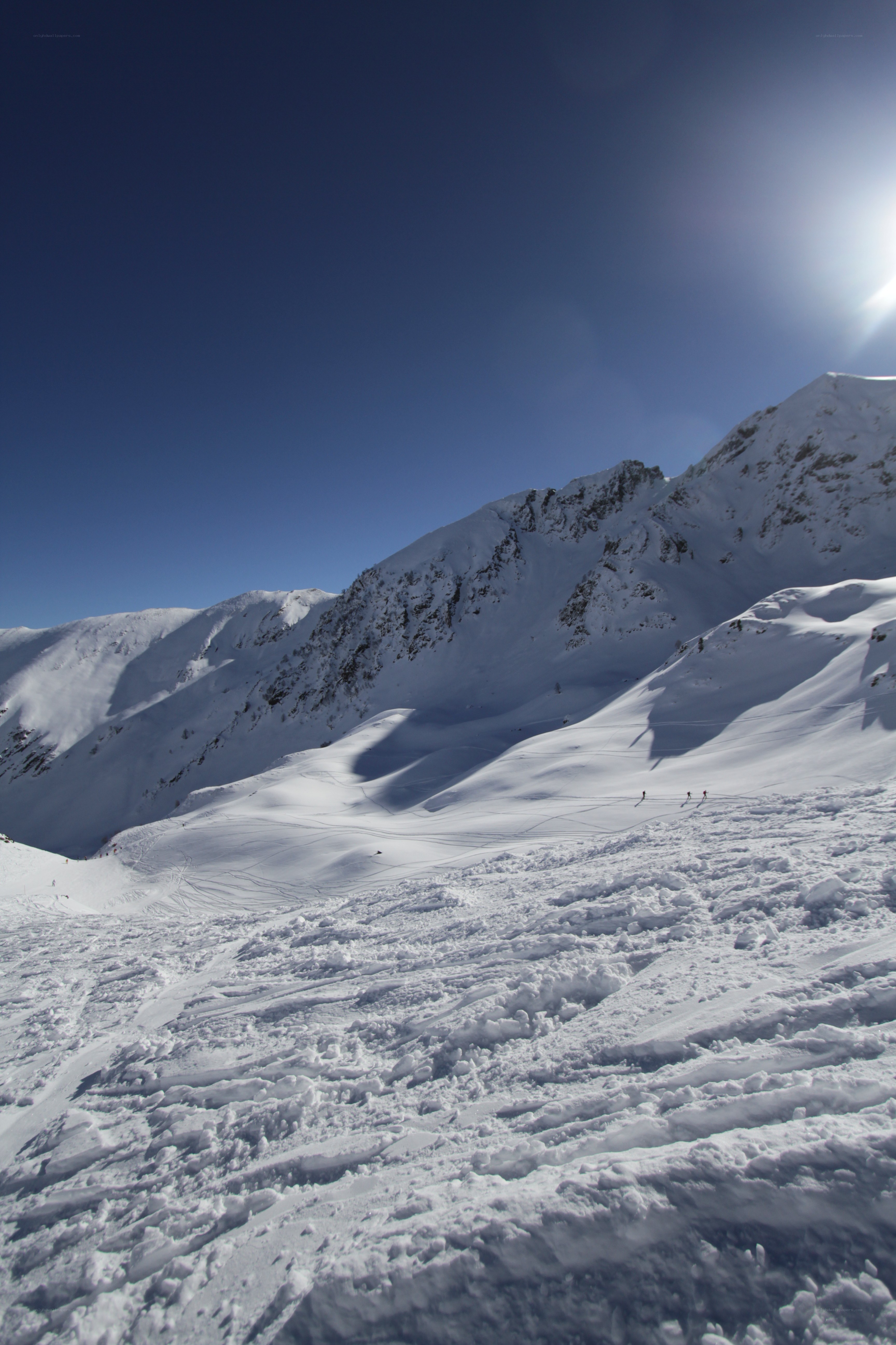 Snowy mountain ski slope