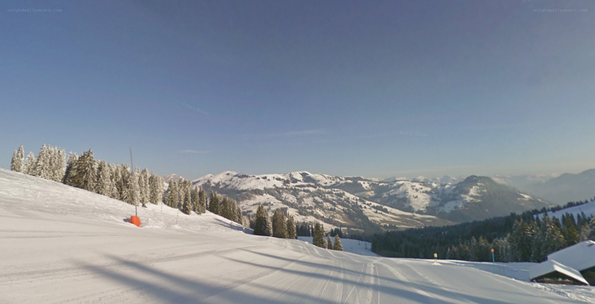 Snowy mountain ski slope