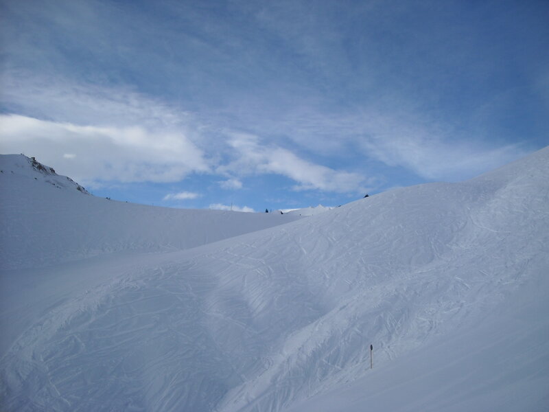 Snowy mountain ski slope