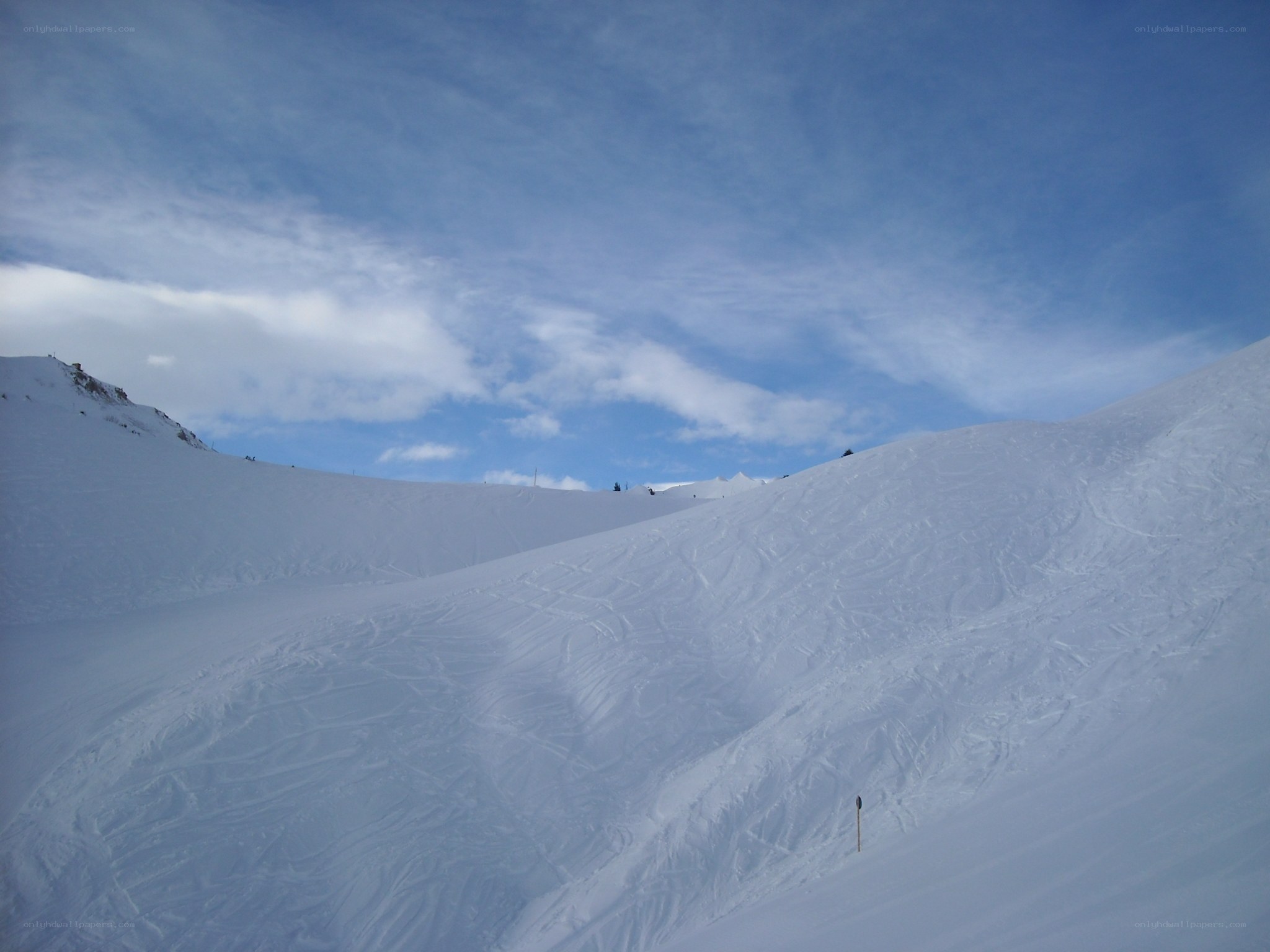 Snowy mountain ski slope