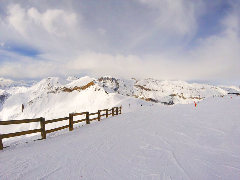 Snowy mountain ski slope