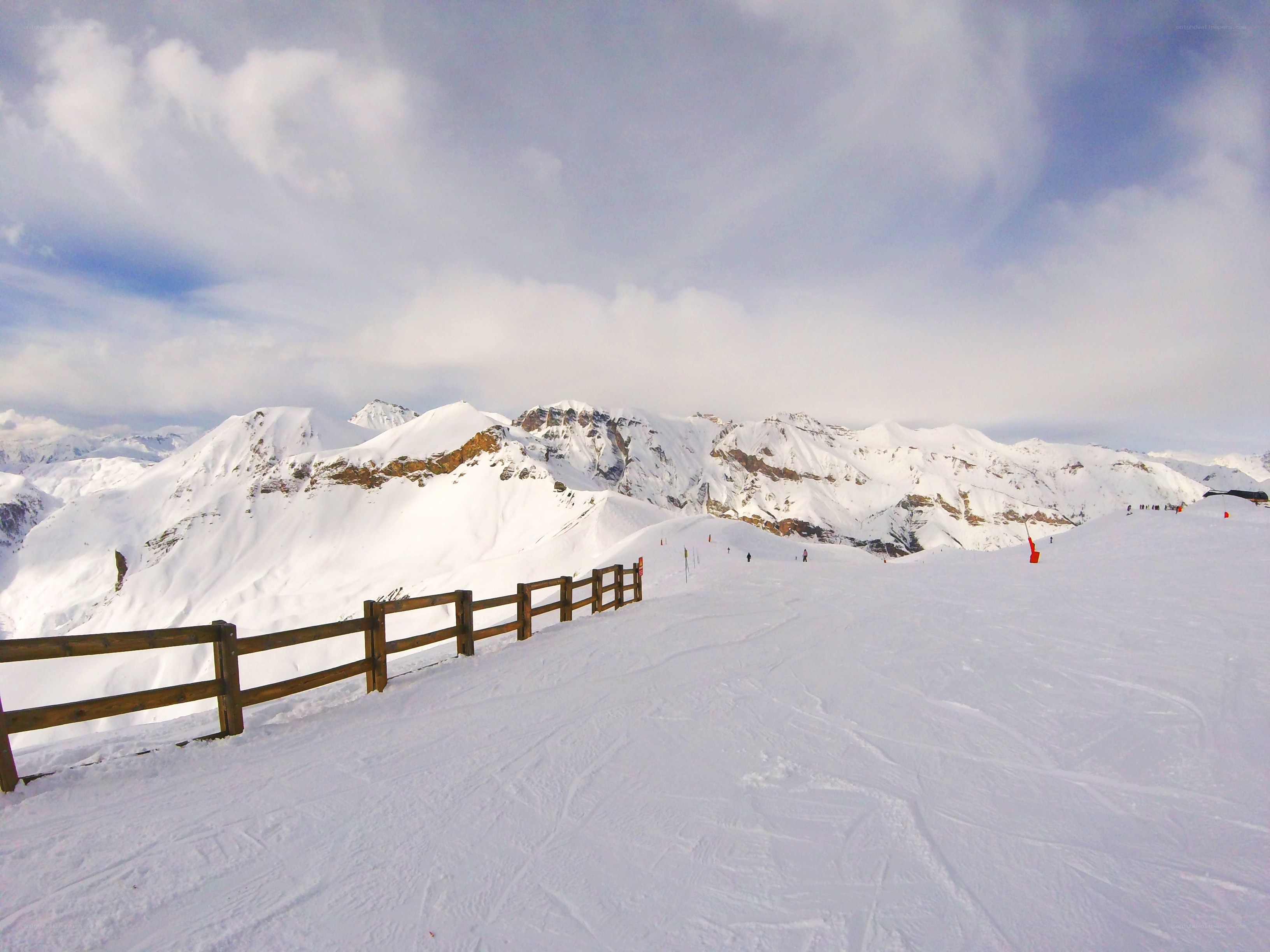 Snowy mountain ski slope