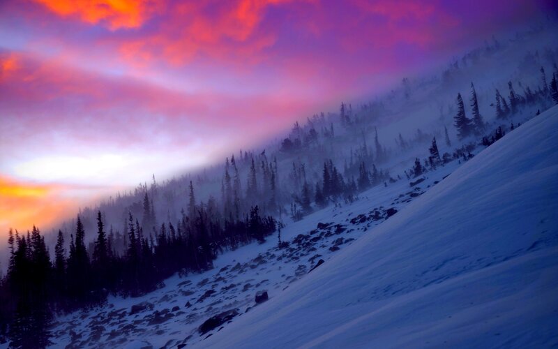 Snowy Mountain Slope — Purple