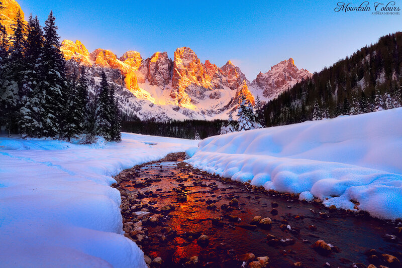 Snowy Mountain Stream — Blue